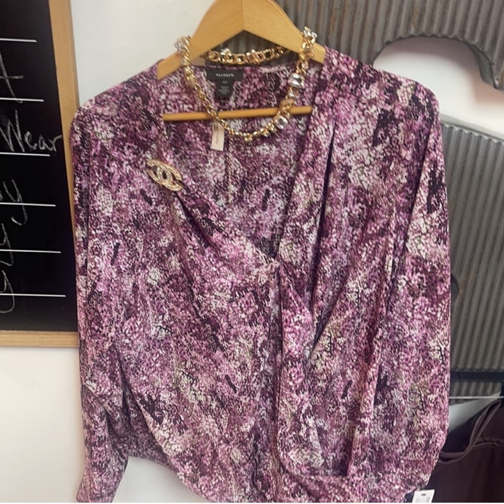 Purple Wrap Blouse Long Sleeve